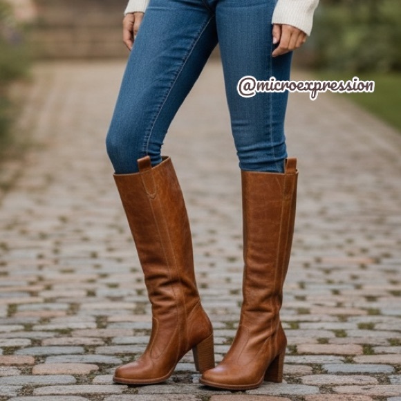 Frye Shoes - $399 Frye Villager Pull On Knee High Cognac Leather Tall Heeled Distressed Boot